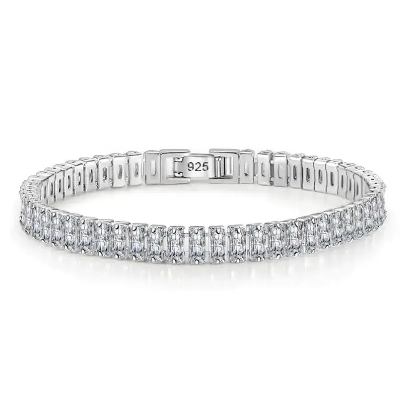 Solid 18K 14K Gold Moissanite Tennis Bracelet for Women D VVS1 Round 925 Sterling Silver Luxury Bracelet for Engagement Tech Triumph Shop
