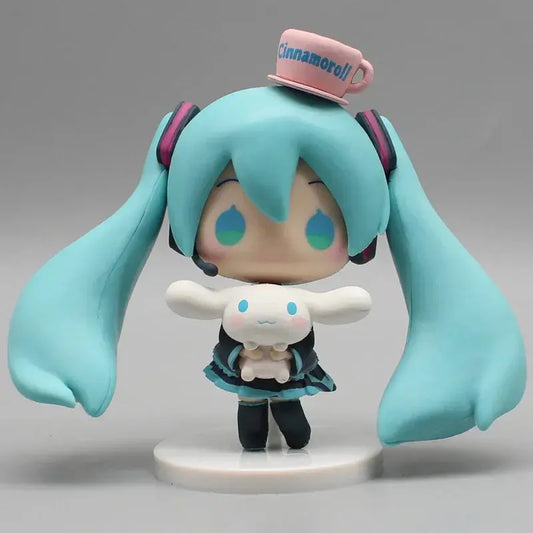 Hatsune Miku Anime Figurine Holding Cinnamoroll Bean Eyed Kawaii Tabletop Decorations Action Figures Doll Model Children ToyGift Tech Triumph Shop