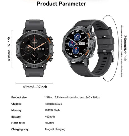 LIGE New1.39" Bluetooth Call Smart Watch Men Outdoor Sport Fitness Heart Rate Health Monitoring Smartwatch for Android IOS Phone Tech Triumph Shop