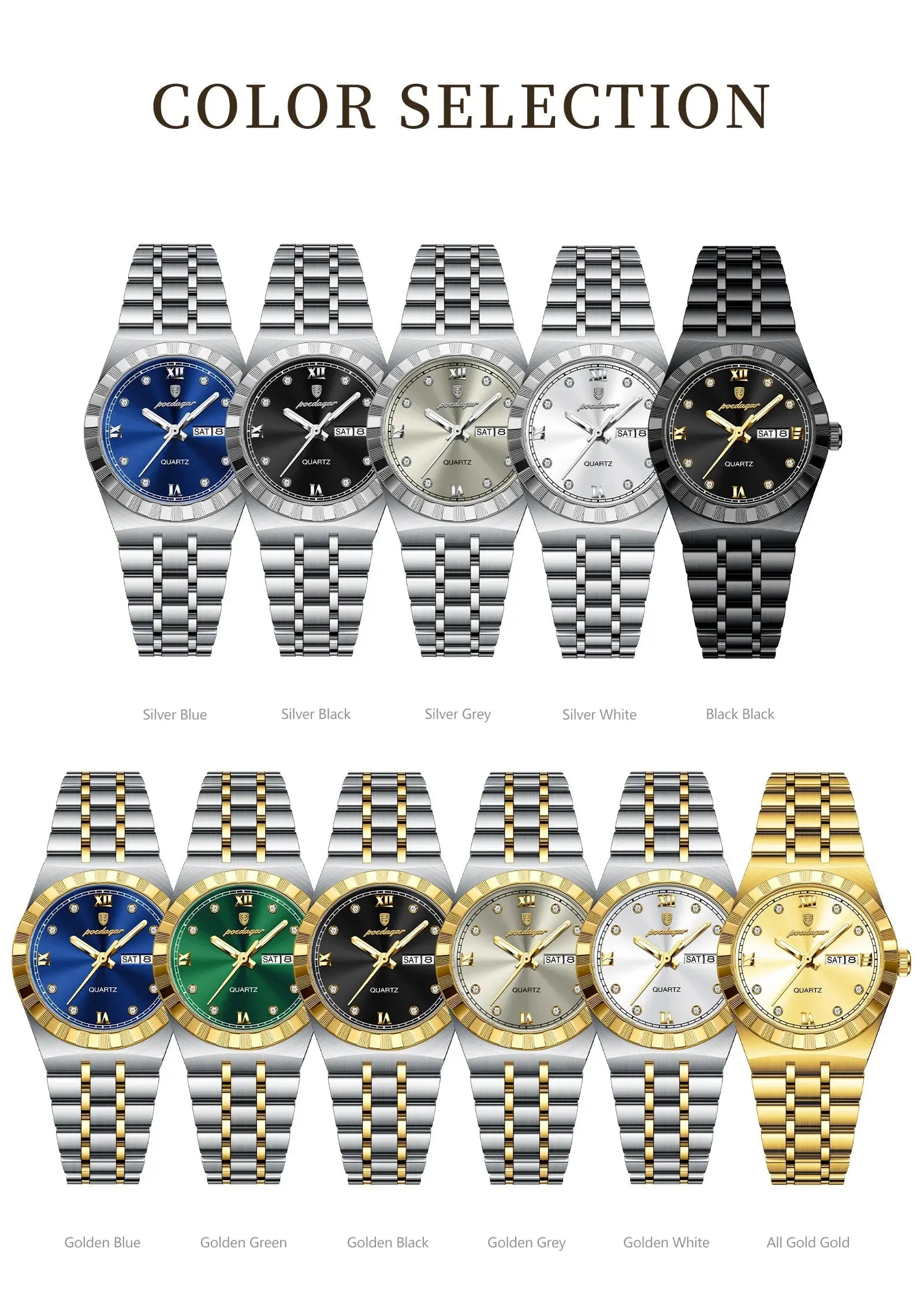 POEDAGAR Luxury Original Ladies Watch Luminous Waterproof Week Date Woman Wristwatch Stainless Steel Women Quartz Watches Female Tech Triumph Shop