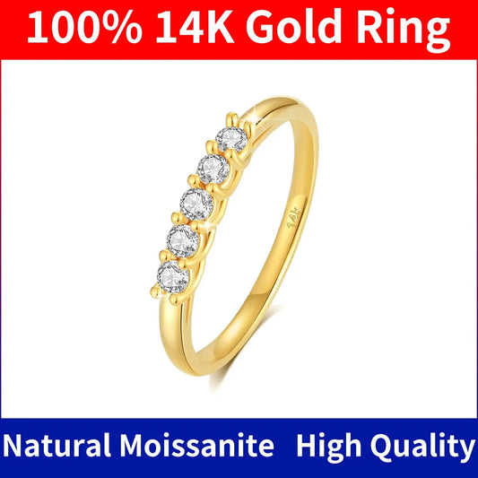 100% Real 14k Gold Ring Wedding Band Moissanite Diamond Promise K Gold Gifts For Women High Quality Luxury Engagement Jewelry Tech Triumph Shop