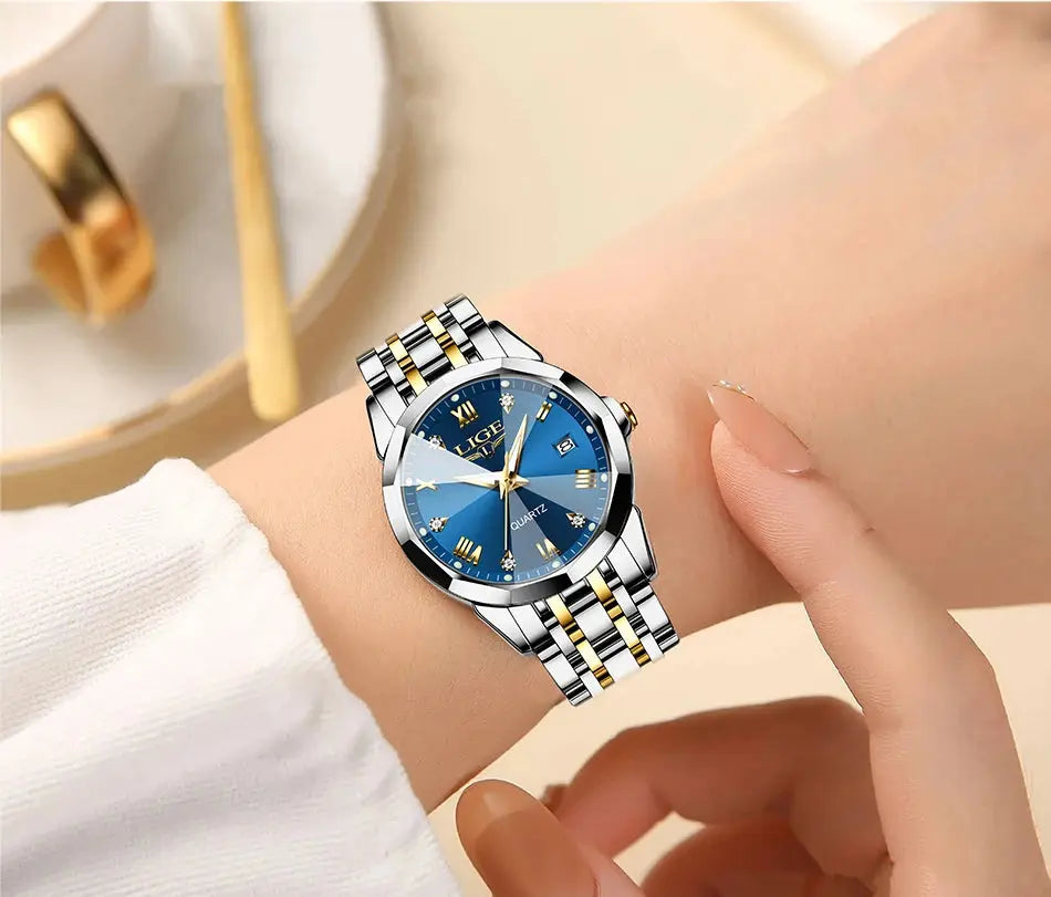 LIGE Elegant Ultrathin Nordic Simple Style Quartz Movement Women's Wristwatch Fashion Stainless Steel Bracelet Belt Woman Watch Tech Triumph Shop