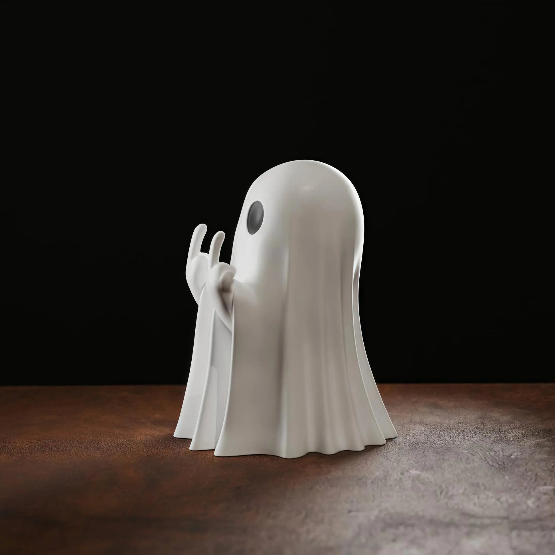 Cute Middle Finger Ghost Statue, Small Halloween Decor for Home, Centerpiece for Coffee Table, Adorable Horror Figure Tech Triumph Shop