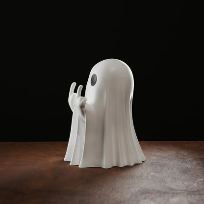 Cute Middle Finger Ghost Statue, Small Halloween Decor for Home, Centerpiece for Coffee Table, Adorable Horror Figure Tech Triumph Shop
