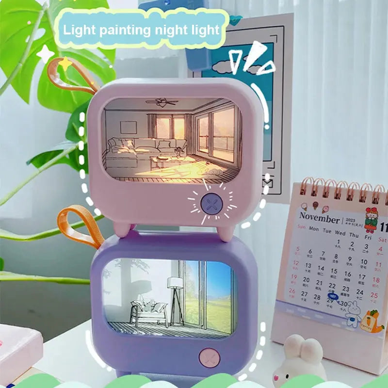 TV Painting Night Light Led Cute Child Learning Table Lamp Room Home Decoration Atmosphere Lighting Mini Desktop Birthday Gift Tech Triumph Shop