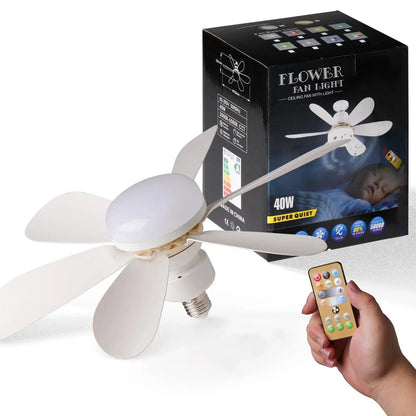 LED 40W ceiling fan light E27 with remote control for dimming, suitable for living room, study, household use, 85-265V Tech Triumph Shop