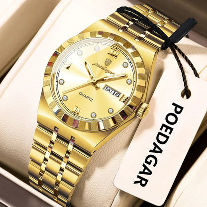 POEDAGAR Luxury Original Ladies Watch Luminous Waterproof Week Date Woman Wristwatch Stainless Steel Women Quartz Watches Female Tech Triumph Shop