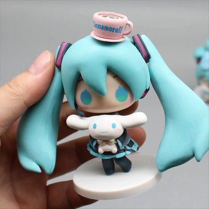 Hatsune Miku Anime Figurine Holding Cinnamoroll Bean Eyed Kawaii Tabletop Decorations Action Figures Doll Model Children ToyGift Tech Triumph Shop