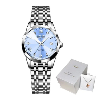 LIGE Elegant Ultrathin Nordic Simple Style Quartz Movement Women's Wristwatch Fashion Stainless Steel Bracelet Belt Woman Watch Tech Triumph Shop
